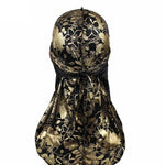 Golden Durag dan Black Flowers - Durag -shop