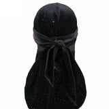 Durag noir velours brillant strass - Durag-Shop