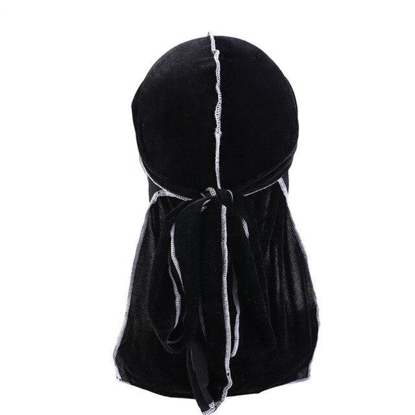 Black velvet durag white seams | Durag-Shop